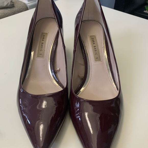 Zara metallic block burgundy patent heels size 39 - Picture 3 of 7